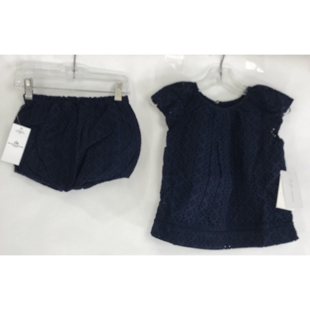 Ralph Lauren Dress Bloomers Baby Girls Size 24 Months Blue Eyelet Short Sleeve